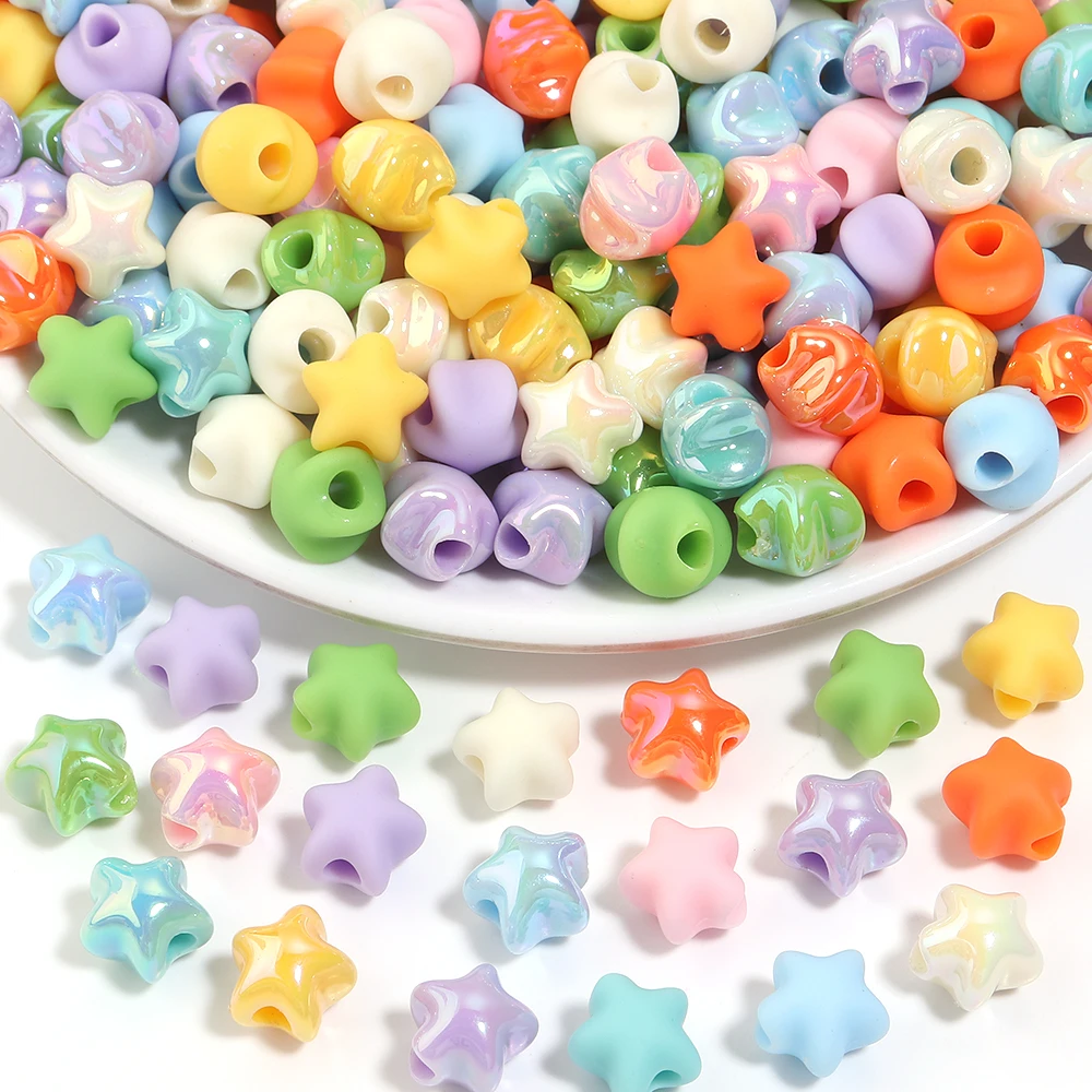 10pcs/lot 10mm Star Arylic Beads Candy Color Loose Spacer Beads For Jewelry Making DIY Craft Bracelet Necklace Accessories