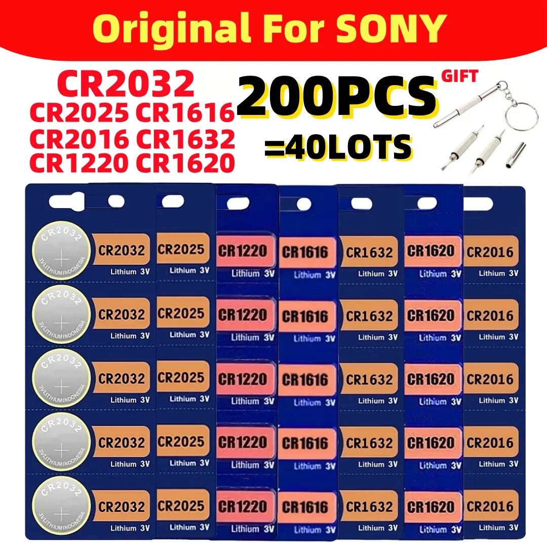 

200pcs For Sony CR2025 cr2016 cr2032 CR1632 CR1616 CR1620 CR1220 Button Cell Watch battery cr 2032 cr 2025 CR 2016 Batteria