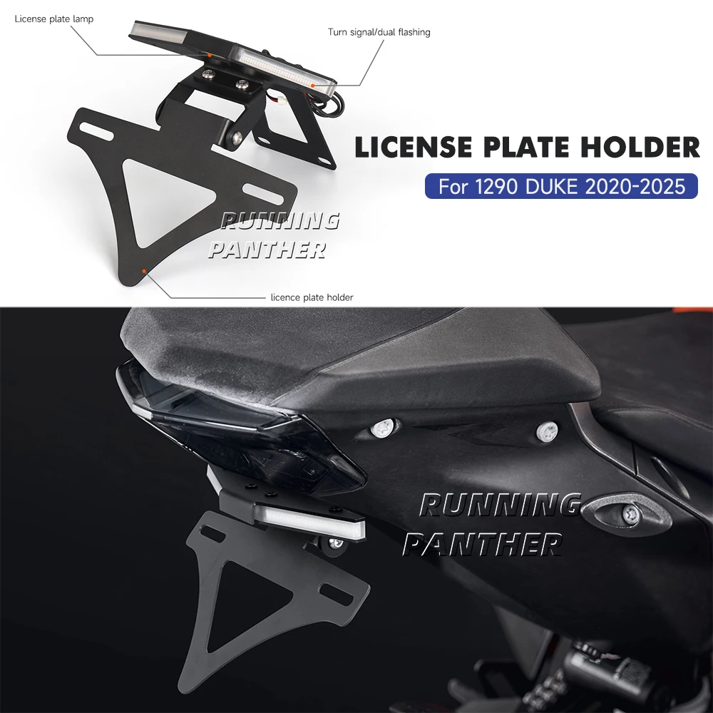 

For 1290 DUKE 2020-2025 Motorcycle License Plate Holder Rear Short Tail Tidy LED Light Tailstock Frame Bracket