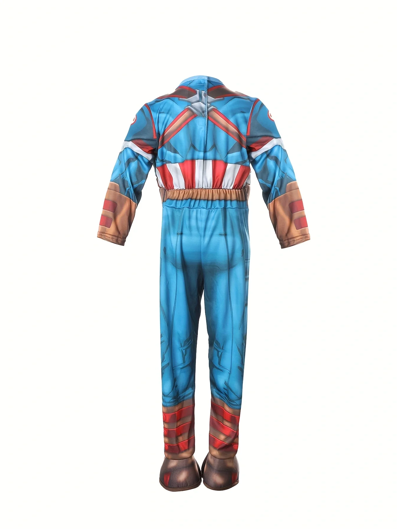 Boys Blue Red Printed Padded Jumpsuit With Foot Covers Kids Stage Dress Up Outfit
