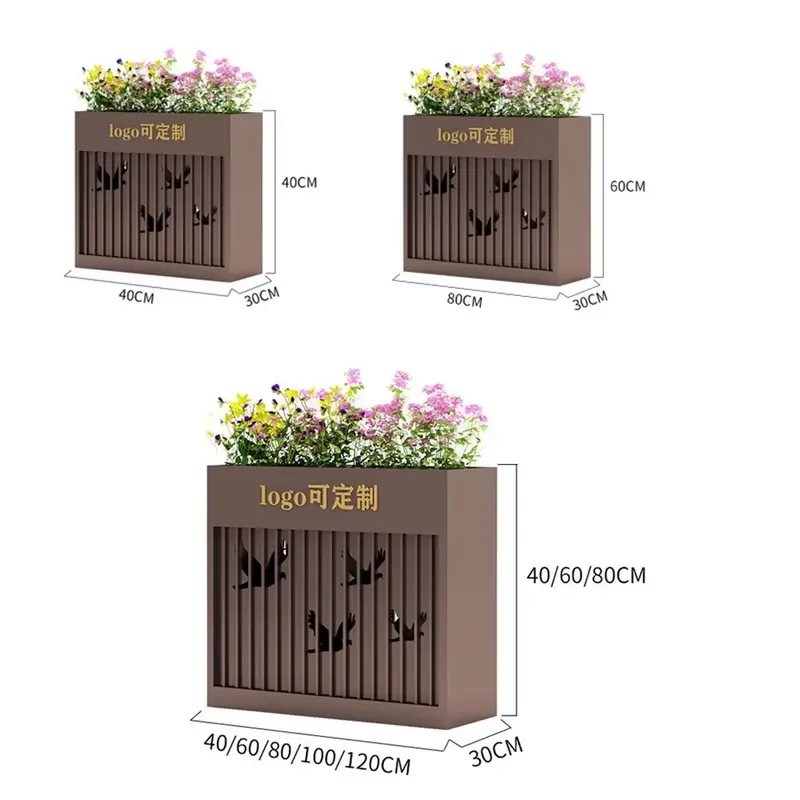Hot-selling Outdoor Metal Rectangular Flower Box Planters Combination
