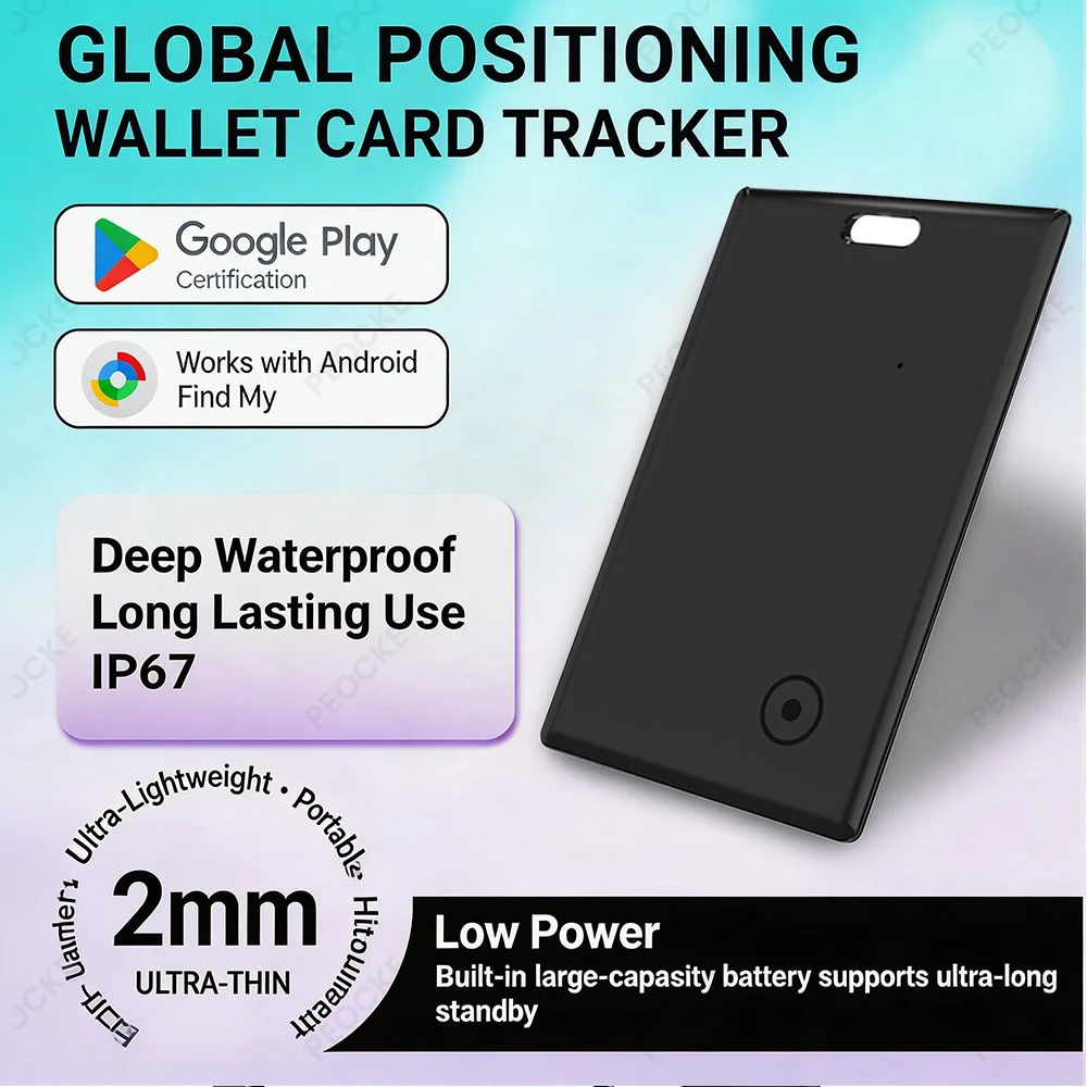 

Android Wallet Tracker Card Tracker Tag,Work with Google Find Hub (NOT for IOS or Huawei),Waterproof for Key Luggage GPS Locator