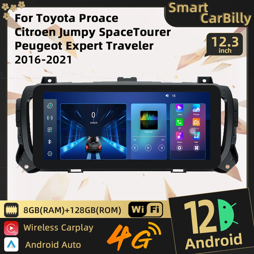 Car Multimedia Player for Citroen Jumpy SpaceTourer for Peugeot Expert Traveler for Toyota Proace 2016-2021 Radio 2 Din Android