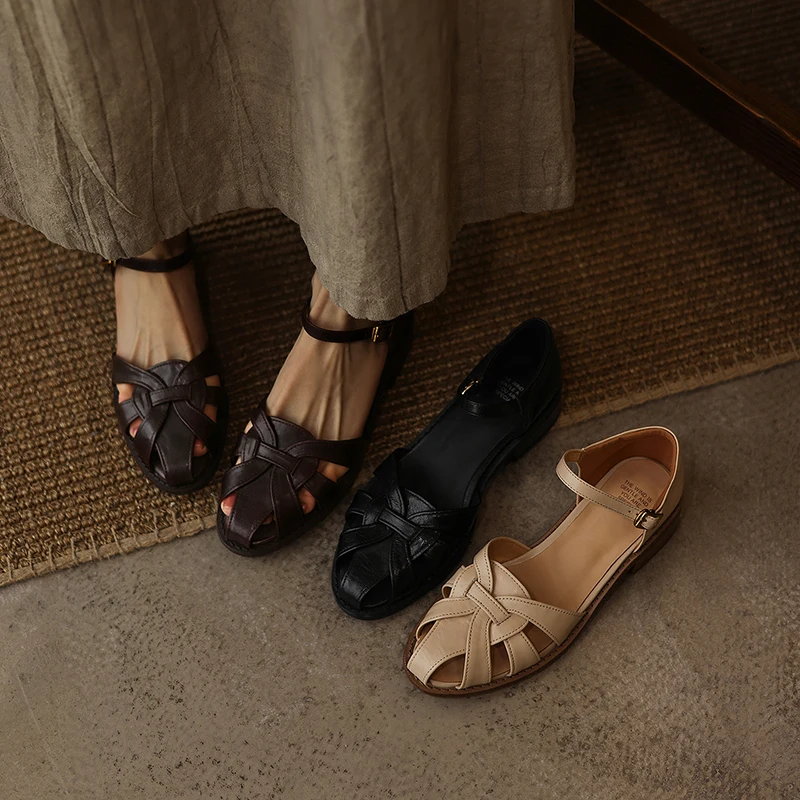 

2026 new summer women sandals natural leather 22-25cm cowhide+pigskin+sheepskin ankle-buckle high heel women shoes fashion