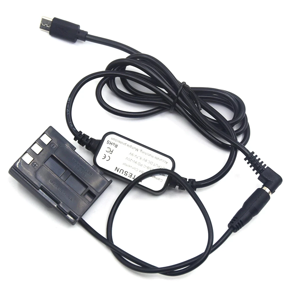 USB C Power Cable NB-2L NB-2LH Dummy Battery DR-20 DC Coupler for Canon S40 S60 S70 S80 S50 G7 G9 EOS 350D 400D Rebel XT XTi