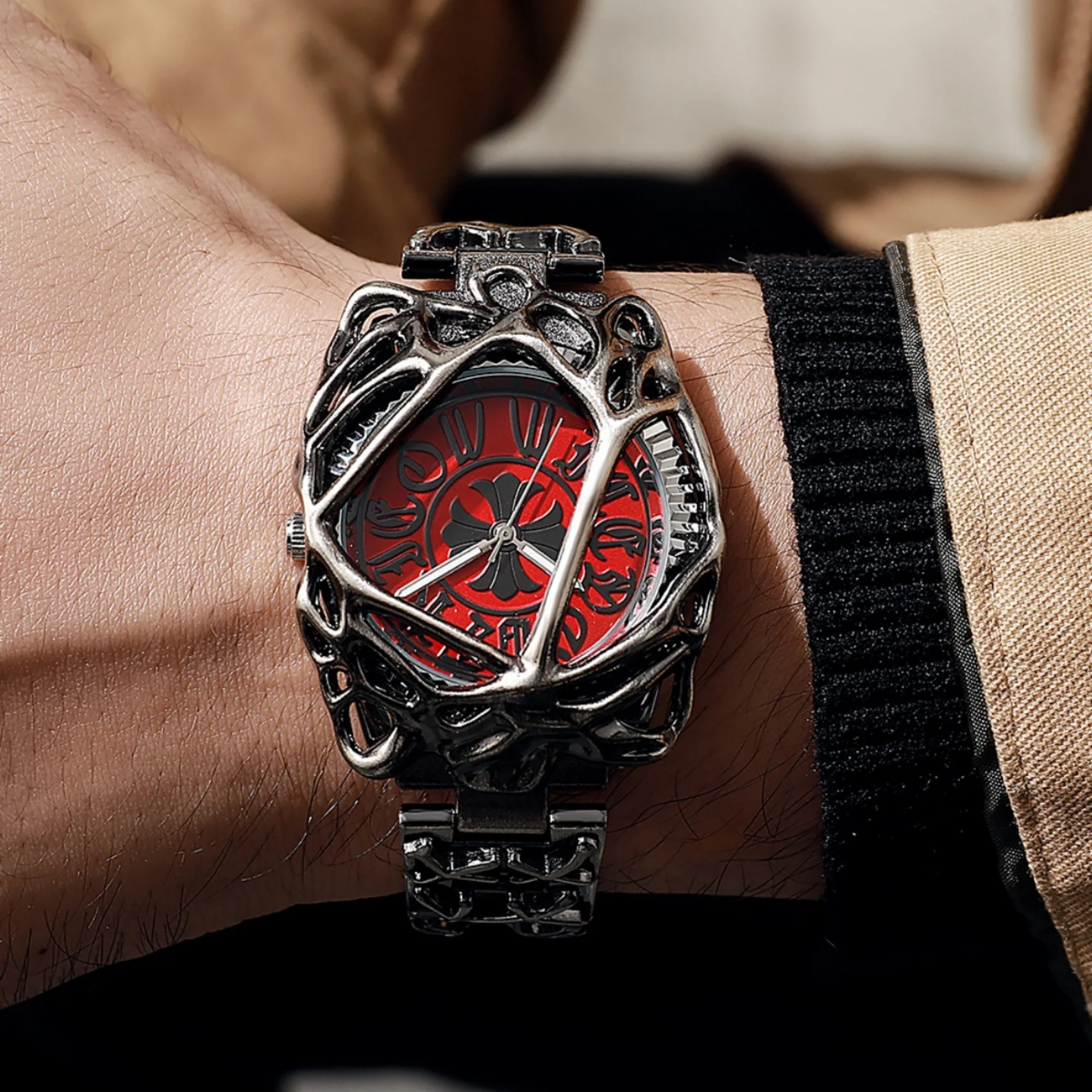 Men Quartz Watch for Men Vintage Wristwatch Punk Irregular Case Watch Fashion Personality Street Style Male Watch