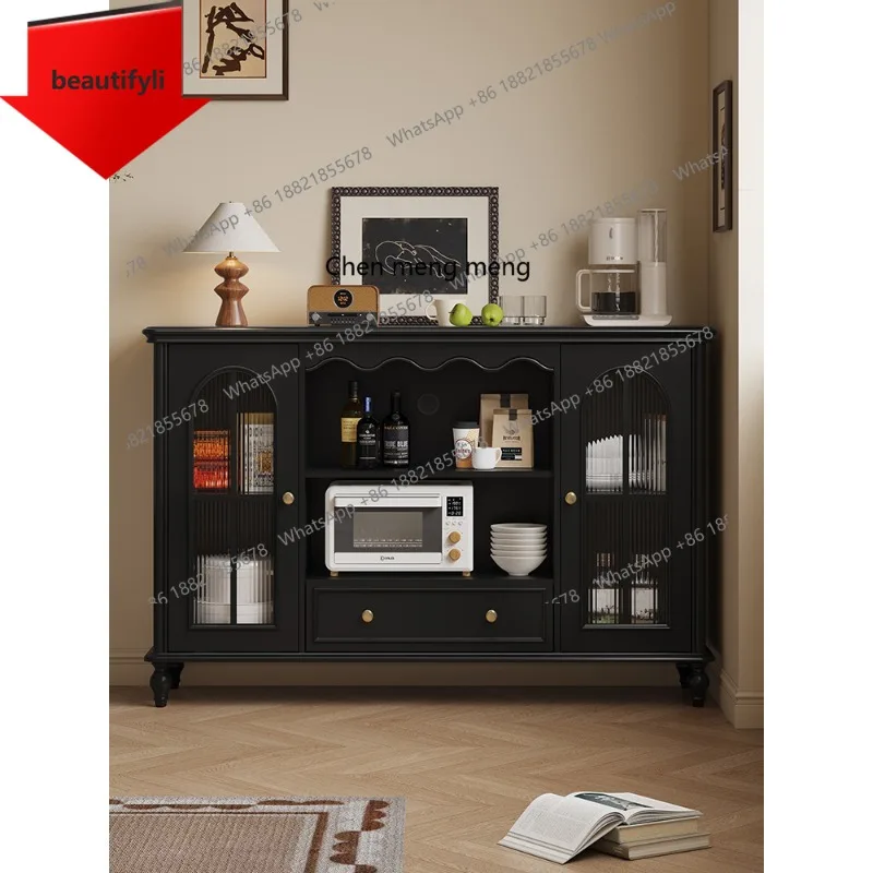 

X188 Французский ретро обеденный боковой шкаф из цельного дерева у стены, средневековый чайный шкаф для хранения, кухонный шкафчик