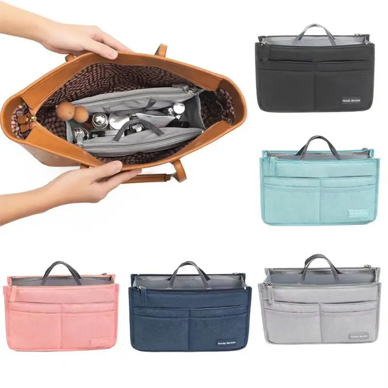 Multifunctional Travel Toiletry Bag In Bags For Handbag Purse Double Zipper Insert Bag Large Capacity Cosmetic Pouch Bags-1/2Pcs