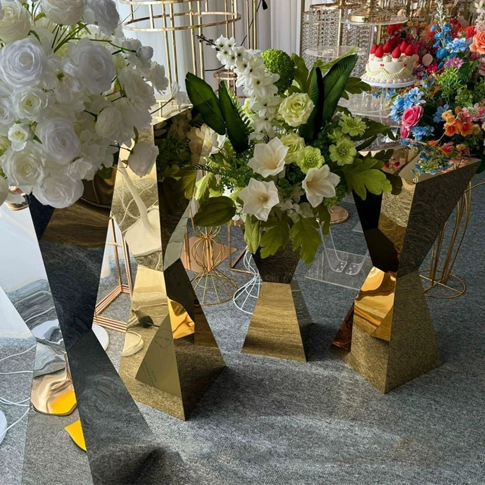 6pcs/10pcs 60/90/80/100cm Wedding Props sliver/gold flower Table Display Stand for Party Events Stage Background Decoration