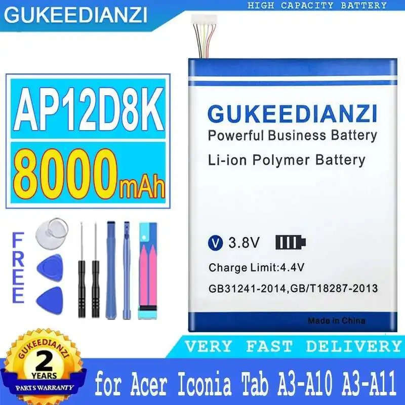

AP12D8K For Acer Iconia Tab A3-A10 A3-A11 W510 W510P Tablet Battery Reliable Power Supply 8000Mah