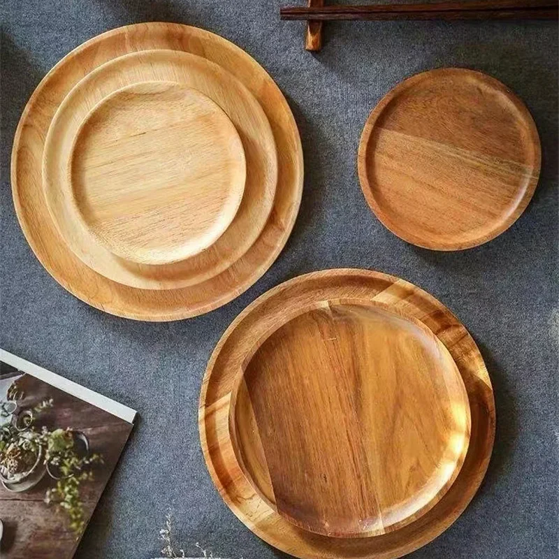 Plateau de service rond en bois