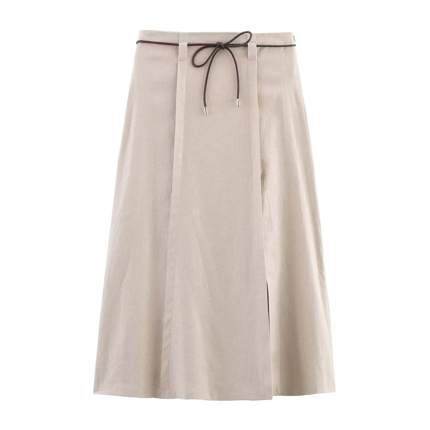 2025 Summer Women's Suit New Women's Clothing Temperament Vest with Bow Decoration Paired with Linen Temperament Mid Skirt