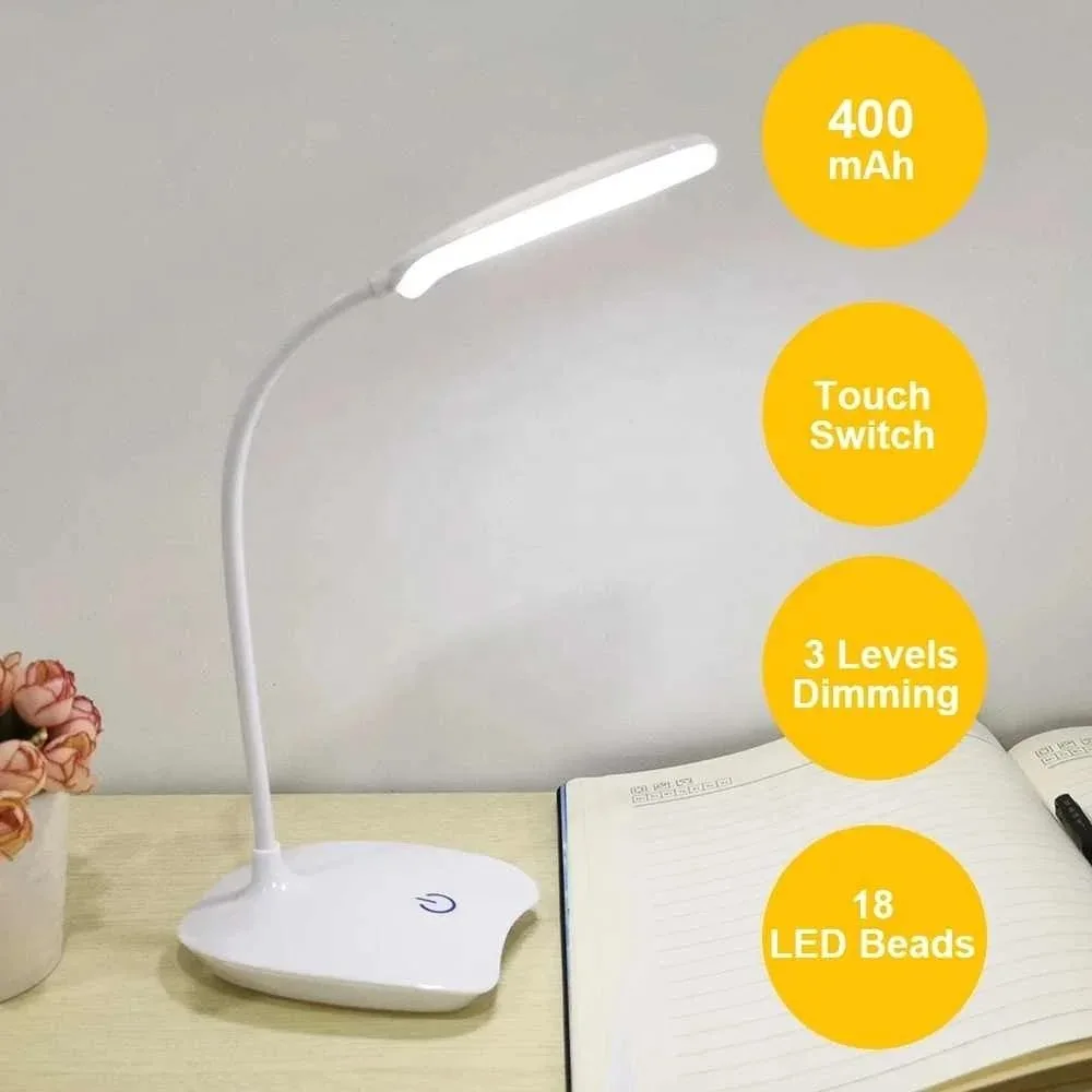 Touch 3 Modes Dimming Table Lamp Eye Protection Portable USB Rechargeable LED Desk Lamp For Office Bedroom Bedside Reading Light