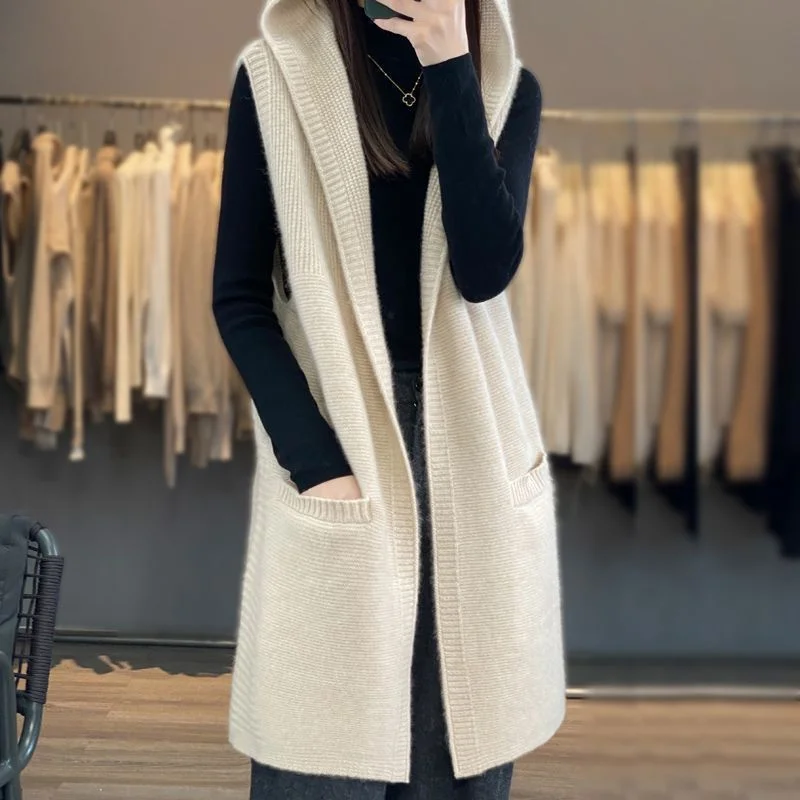 Korean Large Size 5XL Sleeveless Women Coat Spring Autumn Sweater Vest Female Jacket Medium Long Styles Waistcoat Lady Outwear