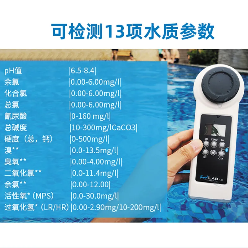 POOLLAB Pool Water Tester Portable Analyzer Residual Chlorine DPD pH Cyanuric Acid Test Kit