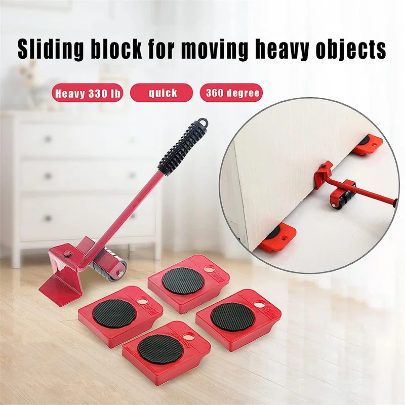 1-5PCS Furniture Lifting Tool Heavy Stuffs Moving Roller Lifter Furniture Move Transport Tools Portable Wardrobe Sofa Slides Kit