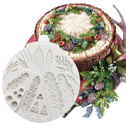 Christmas Leaf Lace Embossed Board Silicone Mould DIY Jewelry Fondant Cake Chocolate Soap Mold Decoration Baking Tools XK109