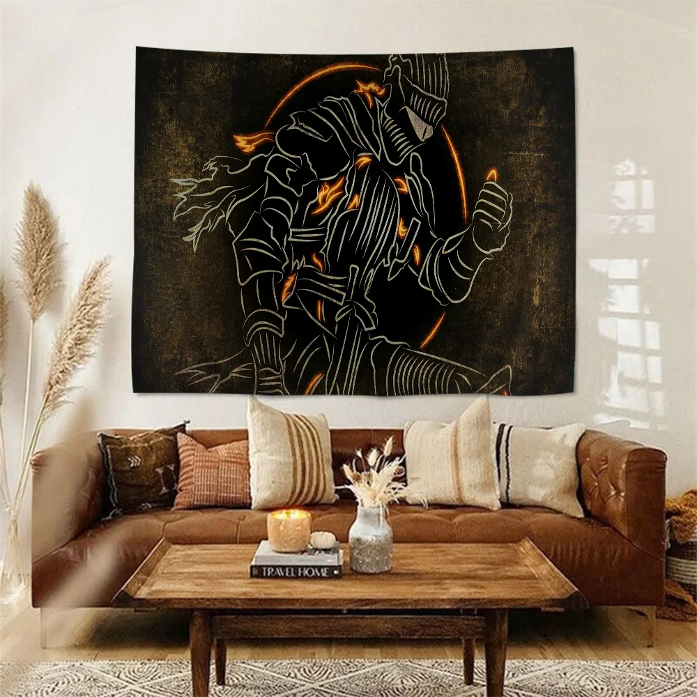 D-Dark S-Souls Cartoon Tapestry Art Science Fiction Room Home Decor Wall Hanging Sheets