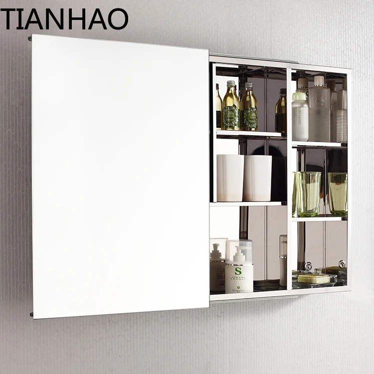 Three Doors Bathroom Medicine Cabinet With Mirror Sliding Door Bathroom  7094