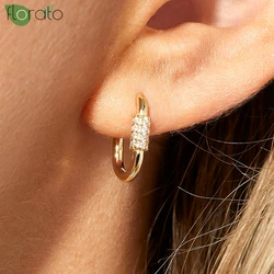 925 Sterling Silver Needle Minimalism 18K Gold Earrings 11mm Small Hoop Earrings for Women Hip Hop Party Fashion Jewelry Gift