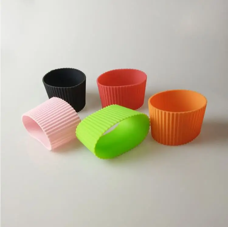 

100pcs/lot Silicone sleeves For mug Party cup sleeves band Recyclable Heat insulation cup Bottle cover ni05