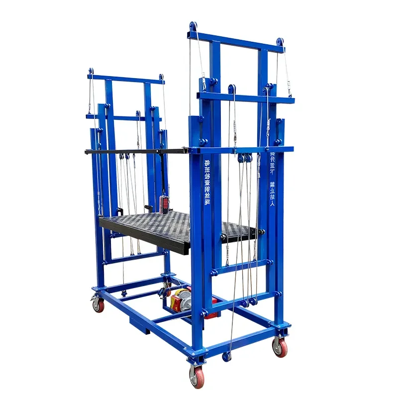 

Foldable 2m to 12M 500KG 300KG electric scaffolding hoist wire rope construction hoist hydraulic automatic scaffolding platform