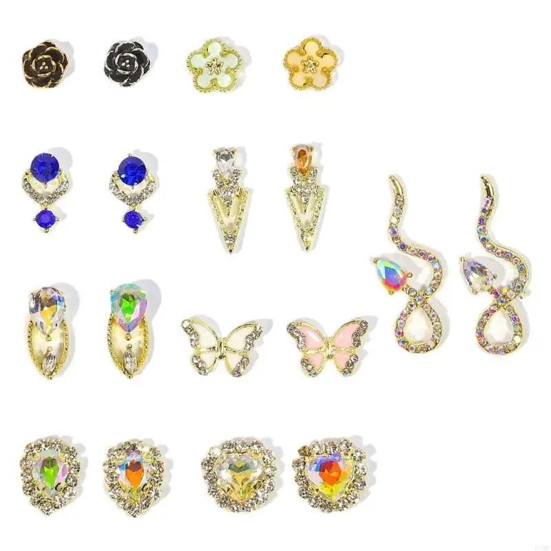 سحر الأظافر R3MF مع أحجار راينستون الذهب الفضة الماس الأظافر الفنية الفنية الفنية الأظافر