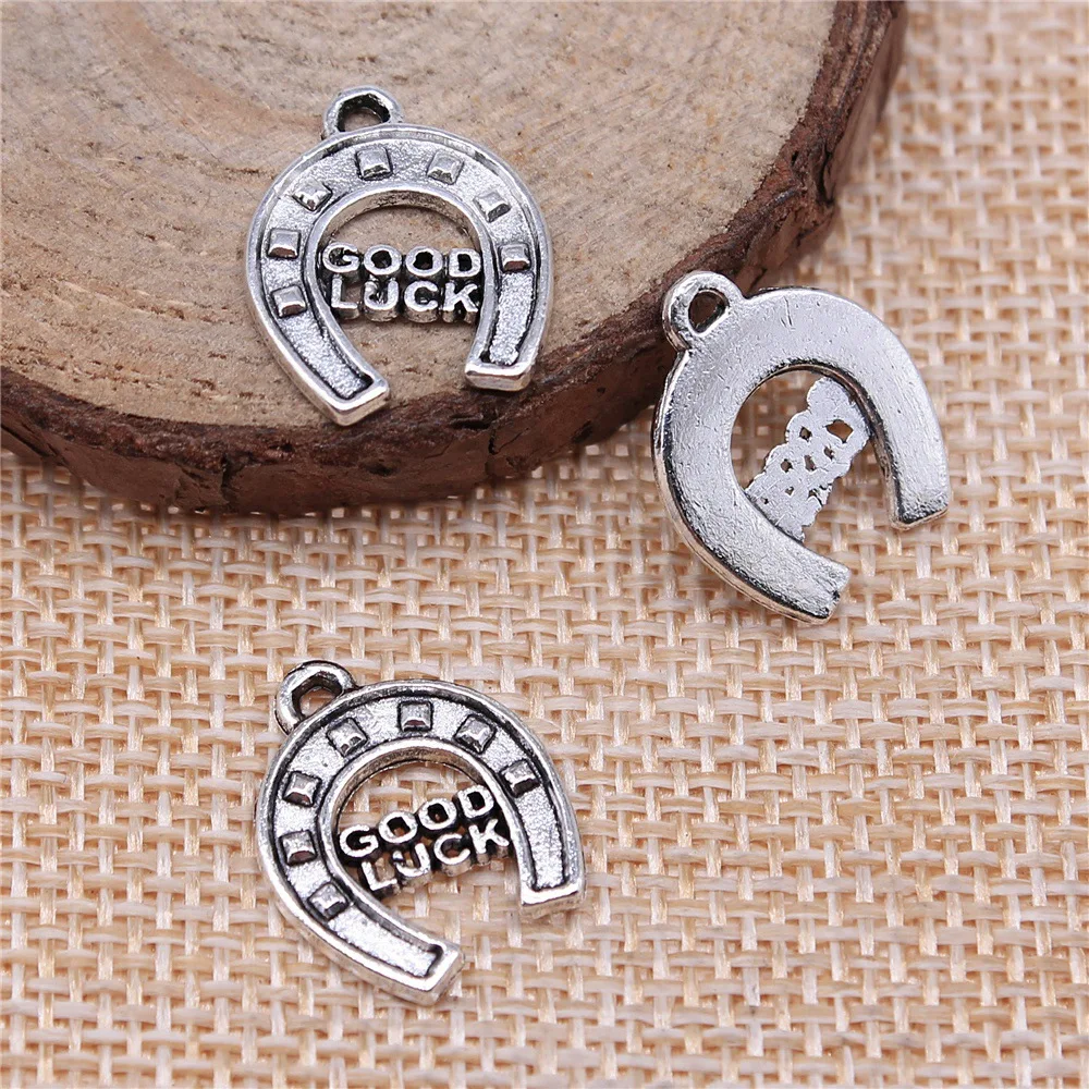 10pcs 17x14mm Antique Silver Color Good Luck Horse Shoe Charms Pendant DIY Jewelry Accessories Wholesale
