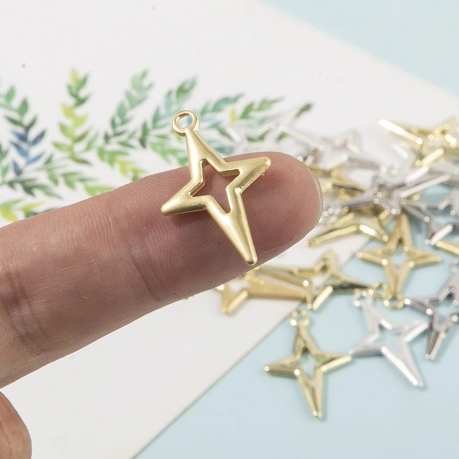10pcs 25*16mm Charms Shining Stars Charms For Jewelry Making DIY Jewelry Findings Mixed Color Alloy Charms Accessories ﻿