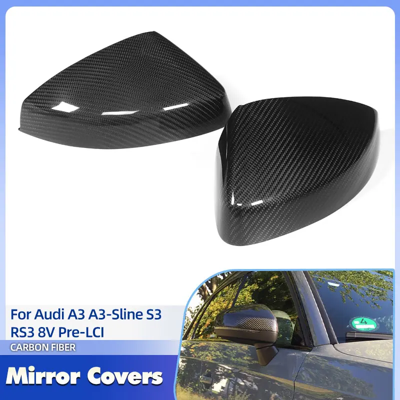 

Автомобильные чехлы на зеркала заднего вида из углеродного волокна для Audi A3 A3-Sline S3 RS3 8V Pre-LCI 2012-2016, крышки зеркал заднего вида для гонок, корпус