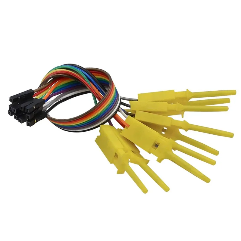 20cm Test Hook Clip Logic Analyzer Cable Gripper Probe Jumper Wire Clamp Kit 10pin Hook Clamp Set for Chips Pins Connecting Test