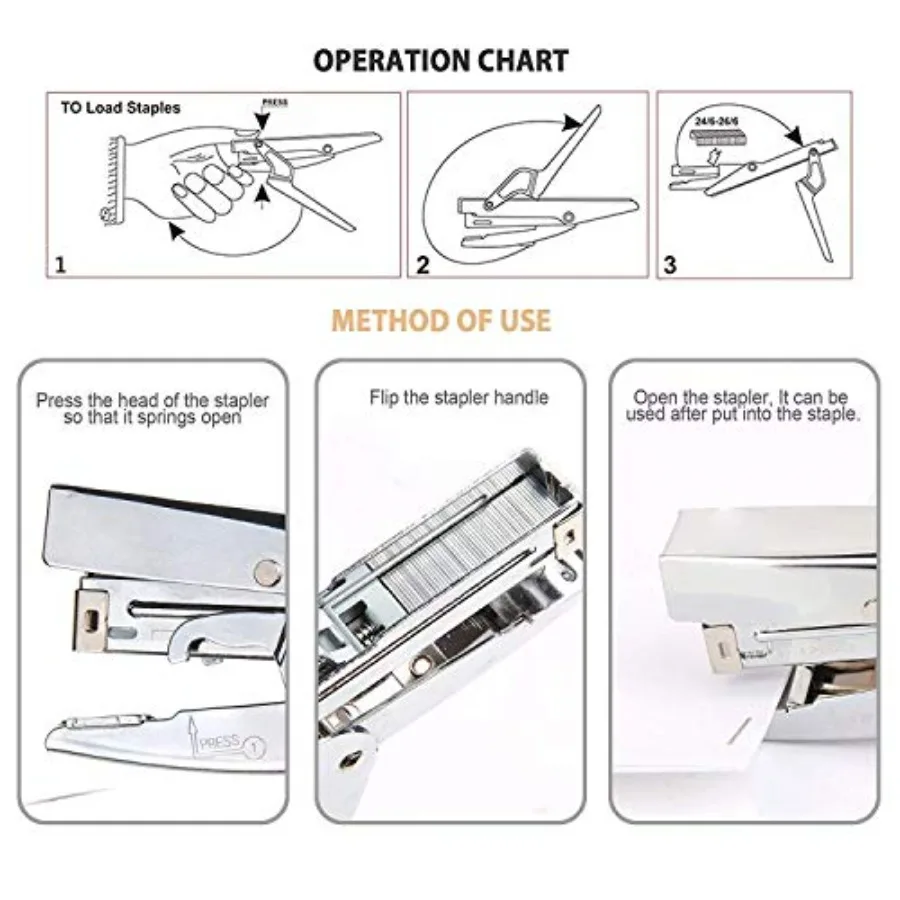 Плоскогубцы Степлер Сверхмощный офисный ручной степлер на 20 листов с 1000 скобами и инструментом для удаления серебра