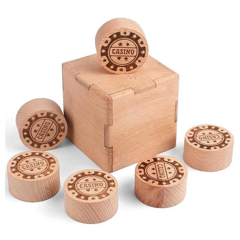 Montessori Six Chips Wooden Puzzle Boxes Brain Teasers Difficult Casse Tete IQ Games For Adults Kids Juegos De Ingenio