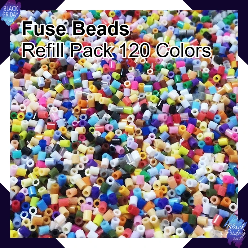

2.6mm Fuse Beads 120 Vibrant Colors Refill Pack Smooth Iron Beads for Kids DIY Art Project