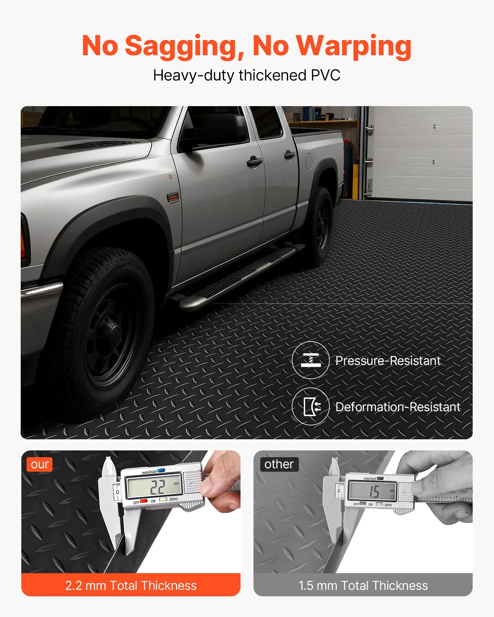 

Garage Floor Roll, 4 X 10 Ft Garage Flooring Mat, 2.2 Mm Thickened PVC Diamond Plate Floor Protector Mat With Double-sided Tape, Non-Slip, Easy To Clean For Warehouse, Gyms, Trailer, Black