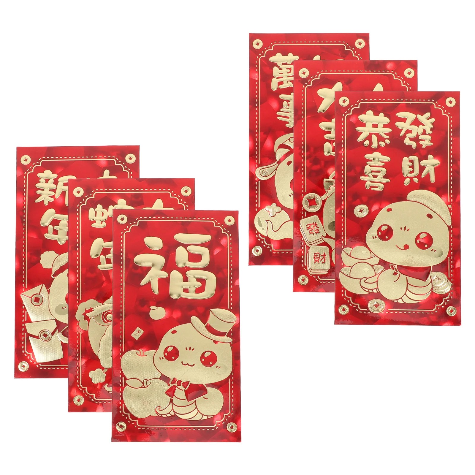 

6 Pcs Red Envelope Sparkling Money Thicken Traditional Pocket Chinese Hong Bao Birthday Pockets