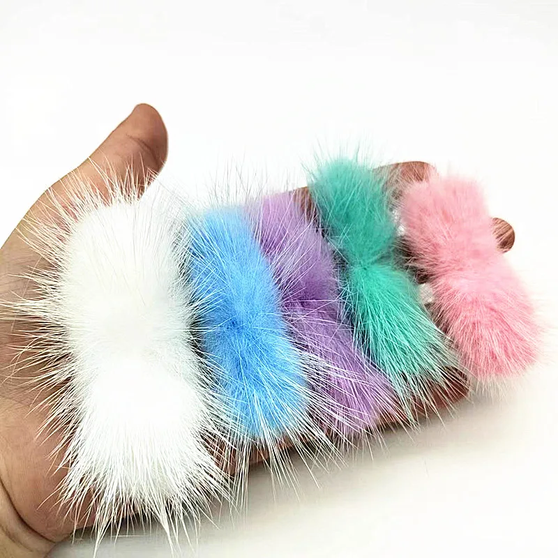 30*70mm Colorful Mink Fur Bowknot Soft Pompom Hairball Handicrafts Headwear Decor DIY Ornaments Clothing Hats Supplies 5/40pcs