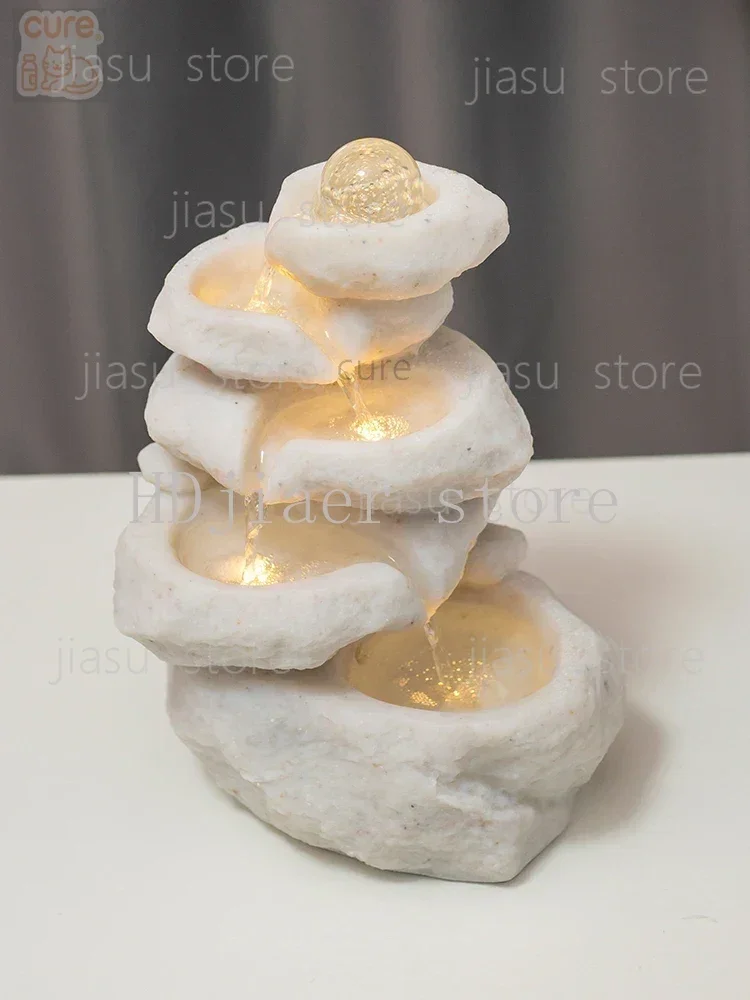 

Modern Minimalist Desktop Fountain Decoration - Lucky Rockery, Rotating Crystal Ball & Feng Shui Wheel Flowing Water Ornament
