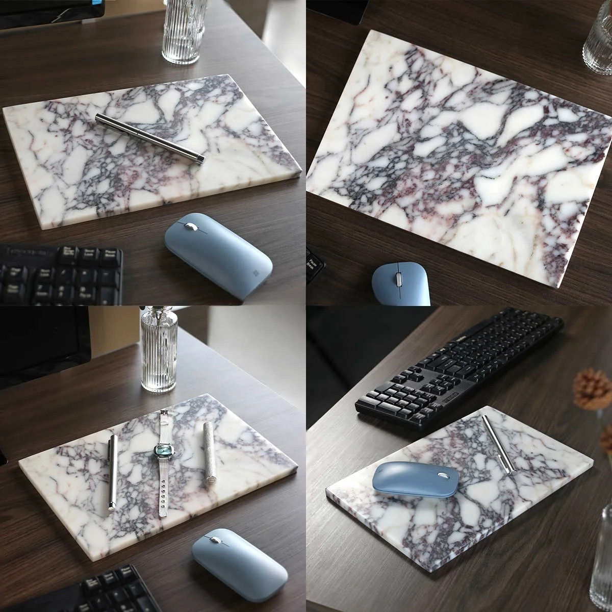 30x20cm Luxe Calacatta Altviool Paars Natuurlijk Marmer Steen Rechthoekig Plat Dienblad Broodbord Woondecoratie