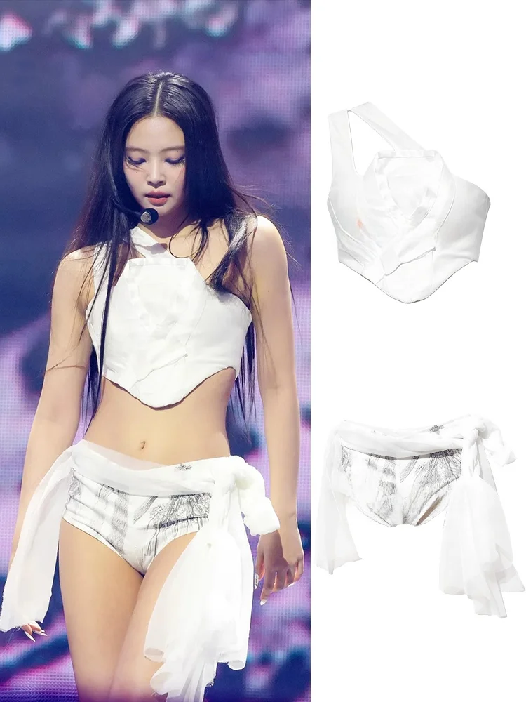  Jennie Performance Outfit Kpop Female Group Stage Costume Jazz Style 2026 Autumn Collection Traditional Chinese Cos...