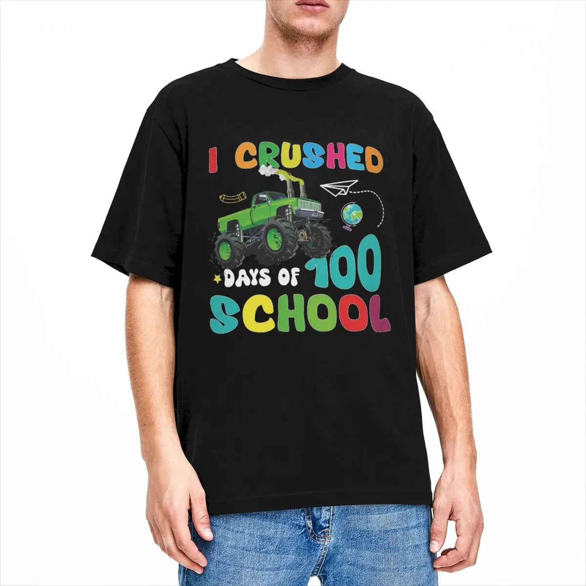 Funny I Crushed 100 Days Of School T Shirt Men Women's Pure Cotton Fashion for Male Round Collar Tee Shirt Short Sleeve Clothes