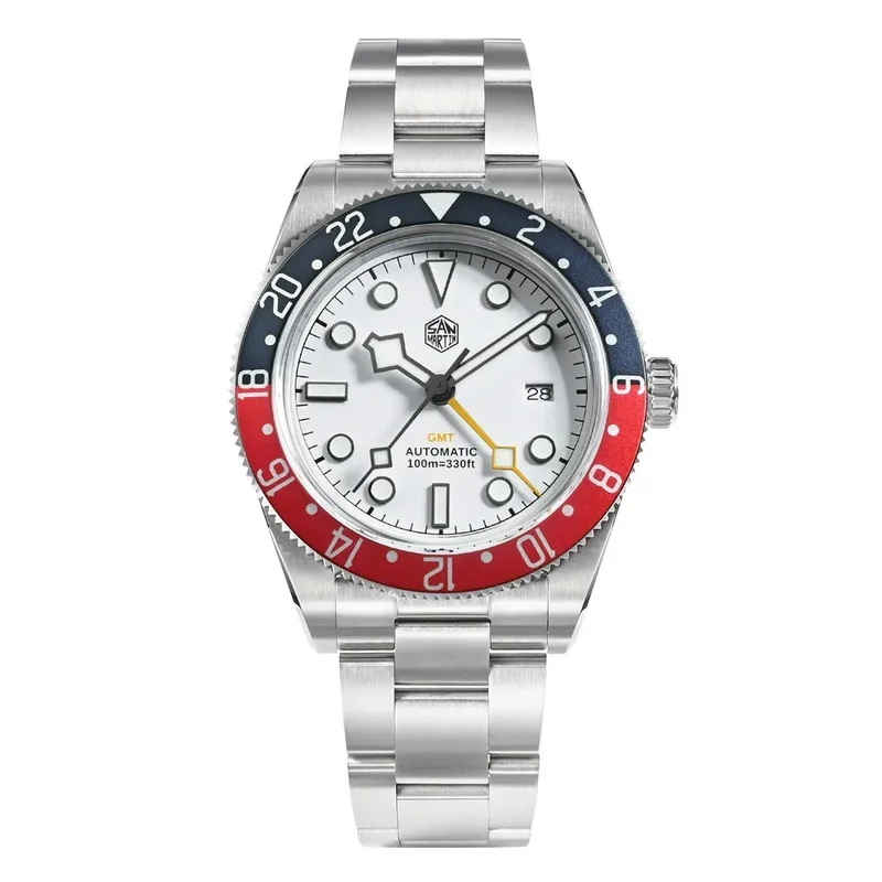 San Martin SN0109G New Upgraded 39mm HZ6460 GMT Men Luxury Watch Classic Business Automatic Mechanical Sapphire 100M Waterproof