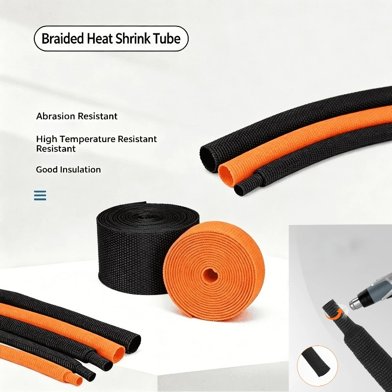Braided Cable Sleeve Heat Shrink Tube Sleeve Shrink for Cable Wire Wrap Protection Cover Cable Sleeve Retardant Line Organizer