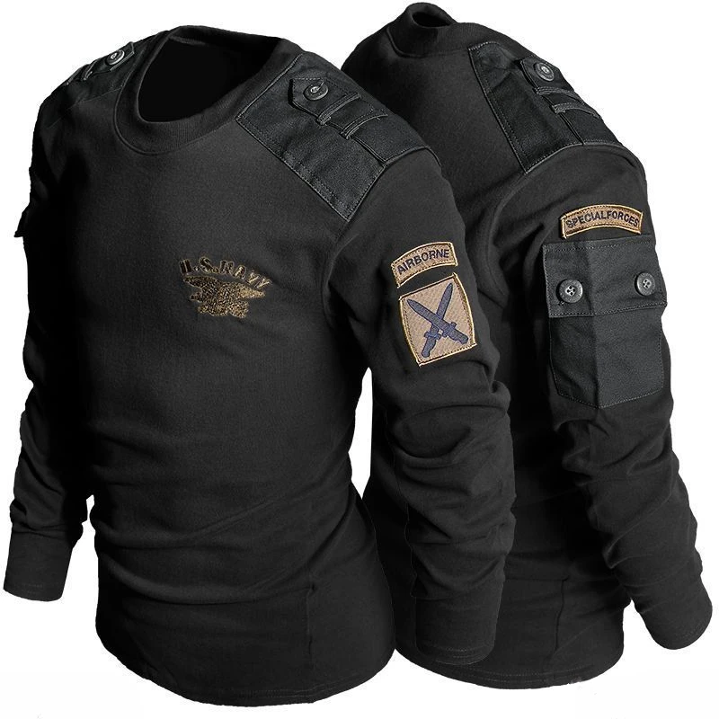 Tactical Camouflage Special Forces T-shirt Men Spring Breathable Wear Resistant Round Neck Top Pure Cotton Training Workwear