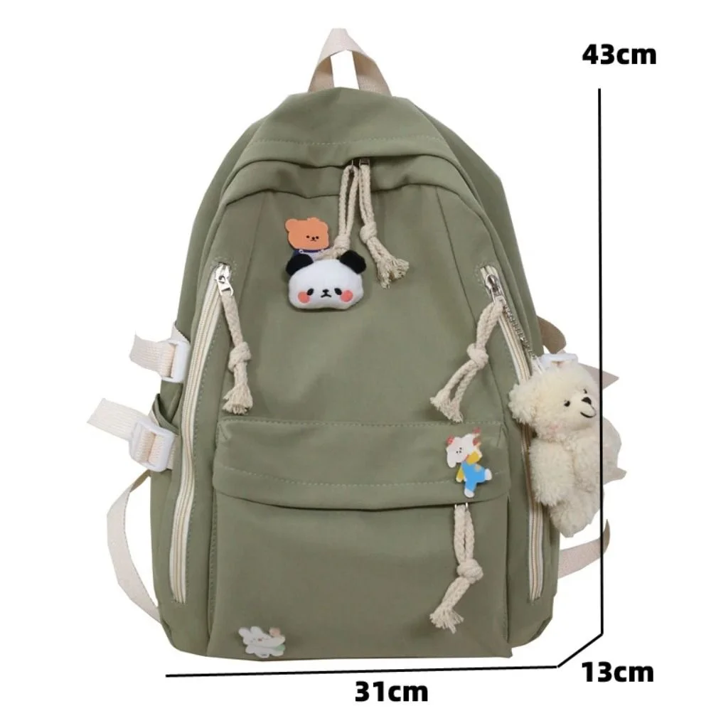 Nylon Große Kapazität Taschen Ins Koreanischen Stil Cartoon Tier Rucksack Trendy mit Anhänger Niedlichen Tier Schule Tasche Mädchen