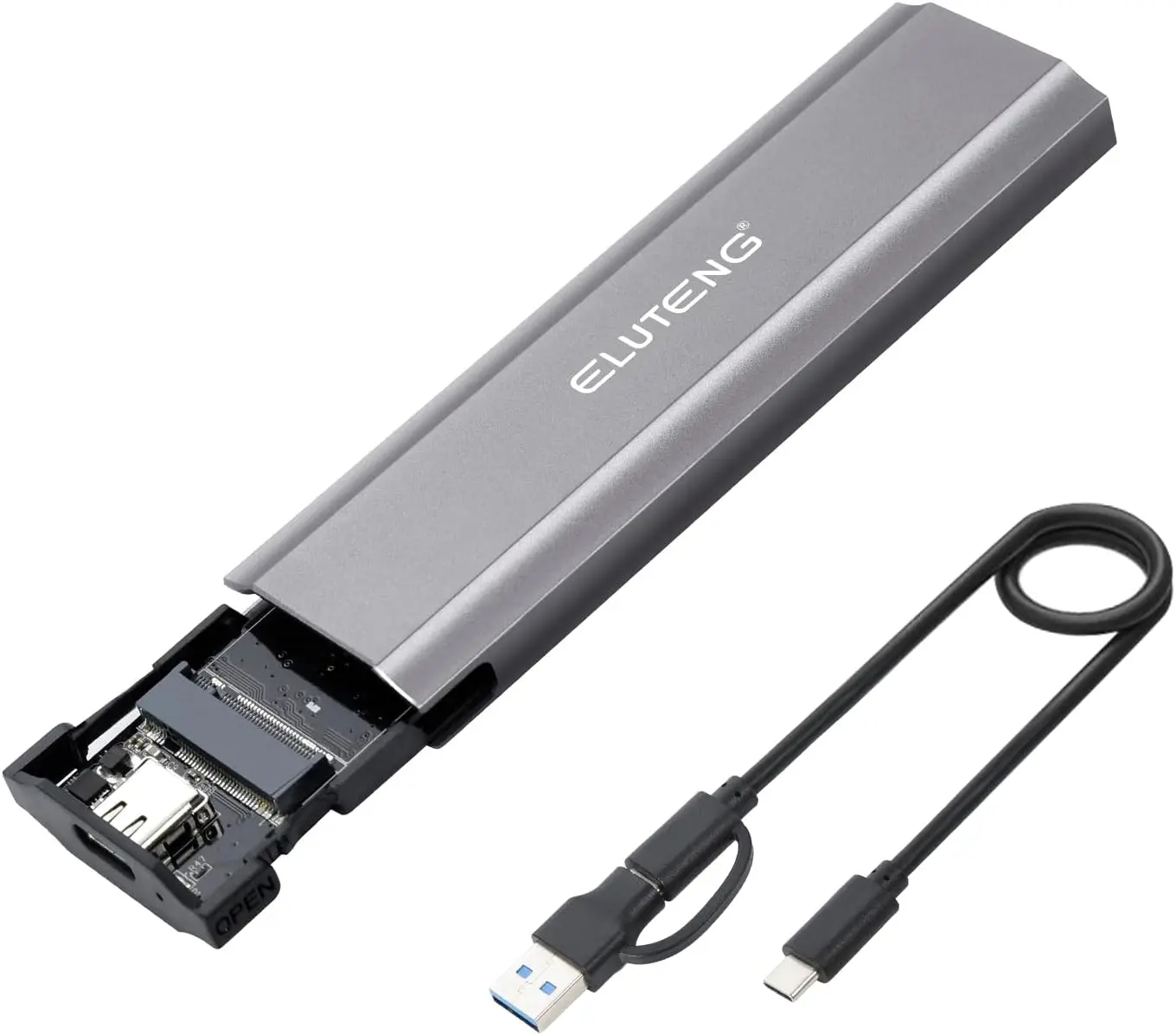 

M.2 NVMe SATA SSD Enclosure USB 3.2 Gen 2 10Gbps External Reader Aluminum Max 4TB Supports M and B&M Keys