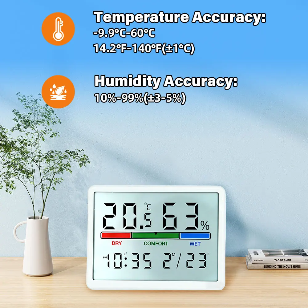 

Цифровой домашний измеритель температуры и влажности в помещении с ЖК-дисплеем - профессиональный термометр-гигрометр-датчик для метеостанции
