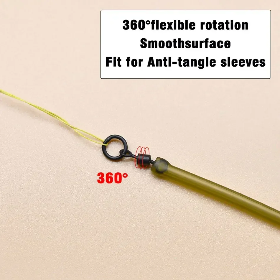 MNFT 50 Stück Micro Flexi Hakenwirbel 4 Größen, Karpfenangeln Mini Ringhakenwirbel, Terminal Angelzubehör – Detail 5