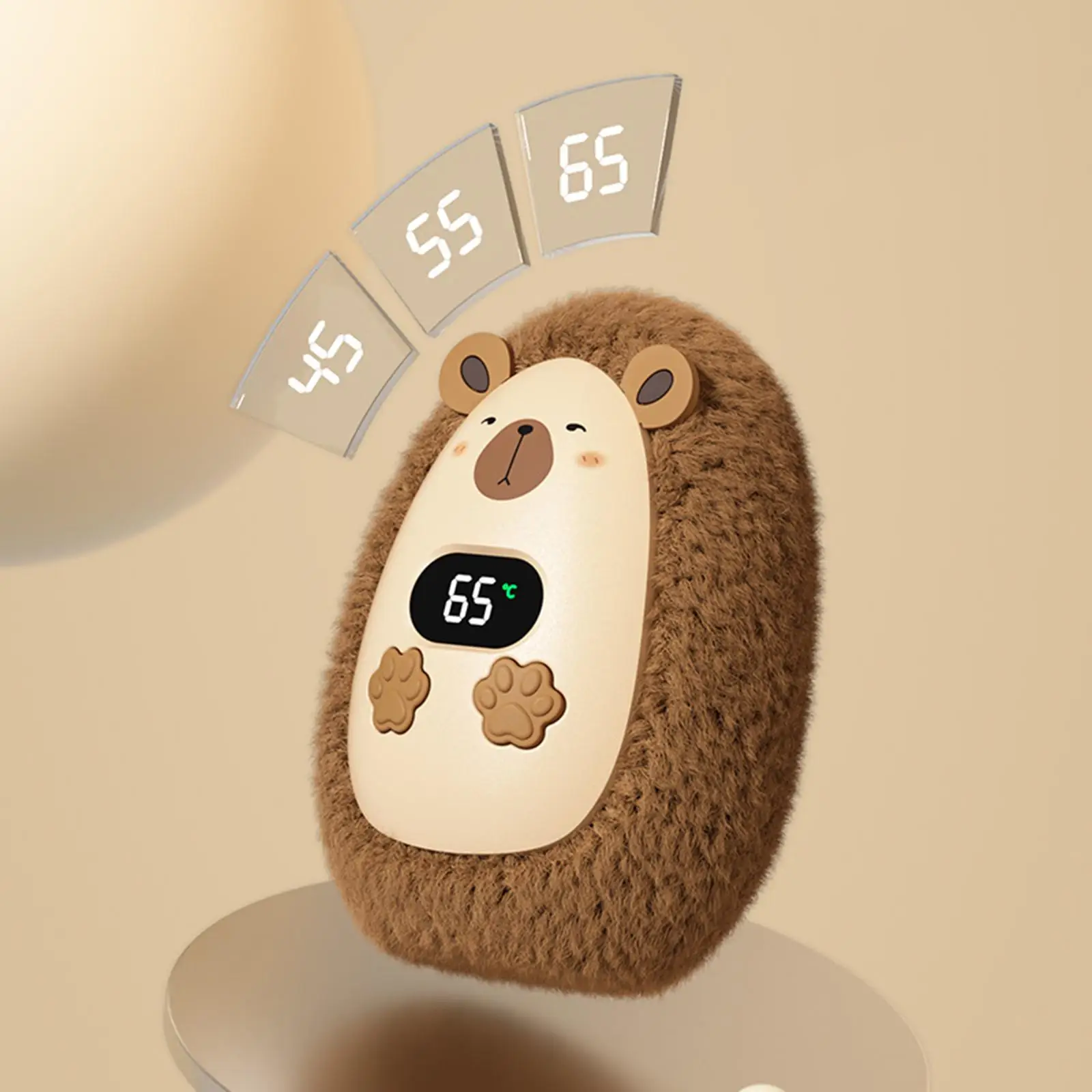 Plush Electric Hand Warmer Rechargeable Pocket Heater with 3 Temperature Control for Women Men Winter Outdoor Sports