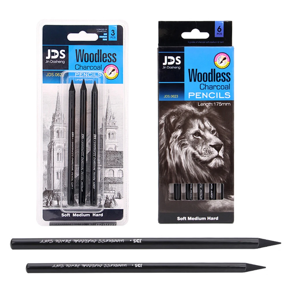 Woodless Compressed Charcoal Thick Willow Charcoal Sticks Set for Sketching and Drawing Graphite Pencils Art Painting Supplies